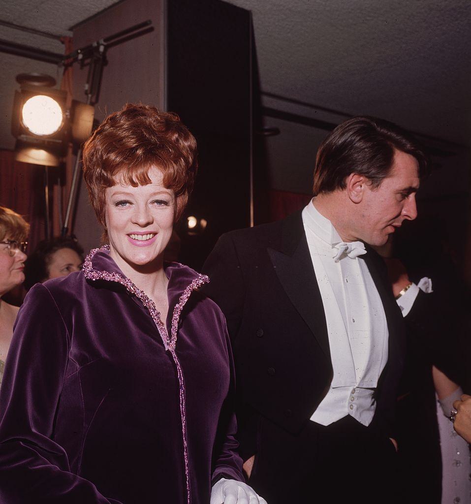 Maggie Smith with her husband, Robert Stephens, at a Royal Film Performance in London, 1969.
