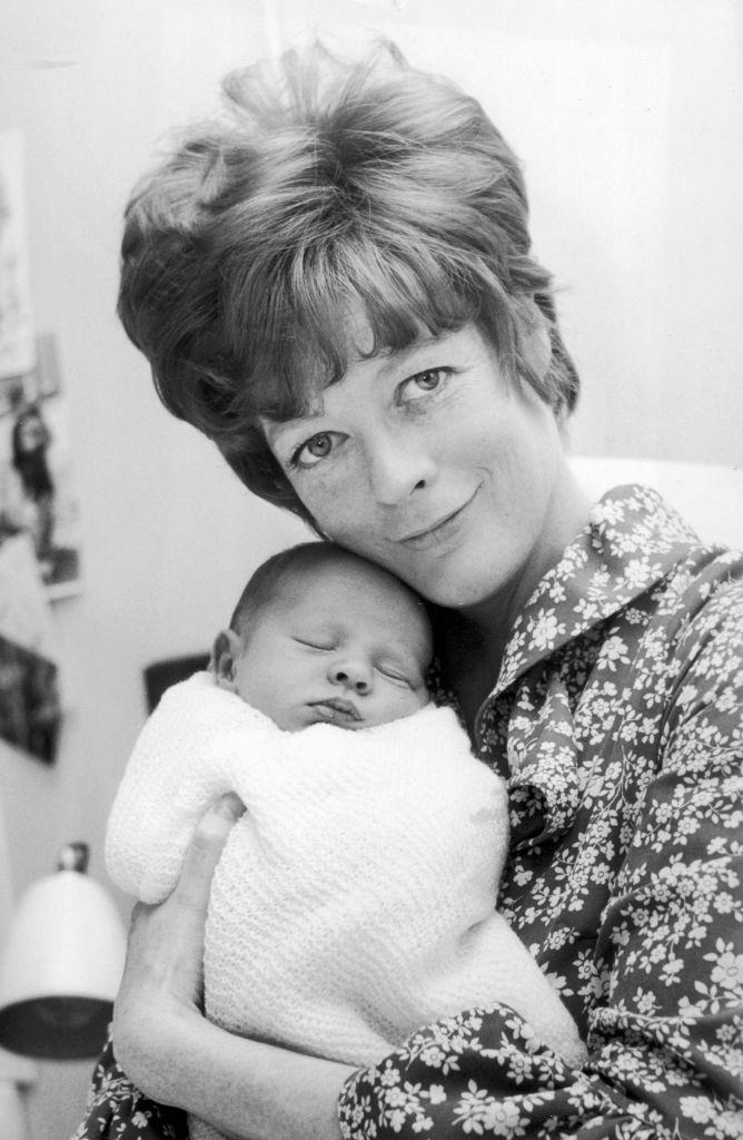 Maggie Smith at the Middlesex Hospital with her baby, 1969.
