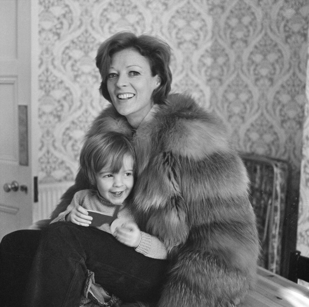 Maggie Smith with her son Chris Larkin, 1970.