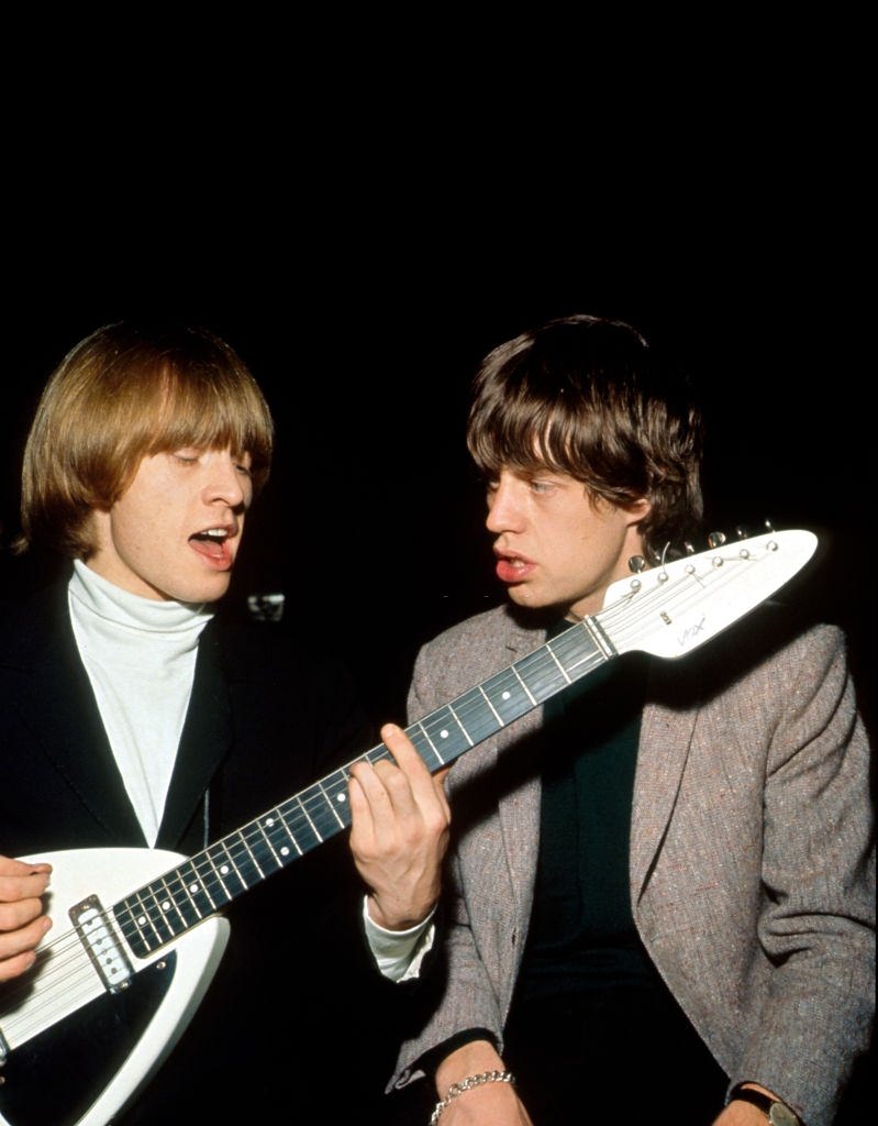 Mick Jagger with Brian Jones, 1966.