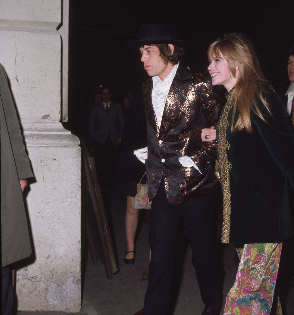 Mick Jaggeron with his girlfriend Marianne Faithfull, 1967