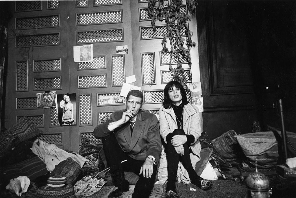 Mick Jagger with James Fox on the set of 'Performance', 1968