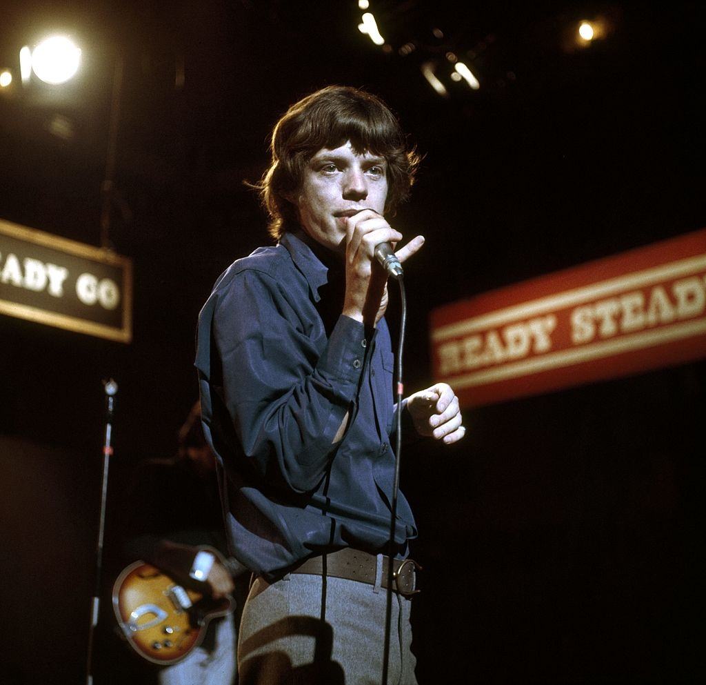 Mick Jagger during a TV performannce of Ready Steady Go!, 1969.