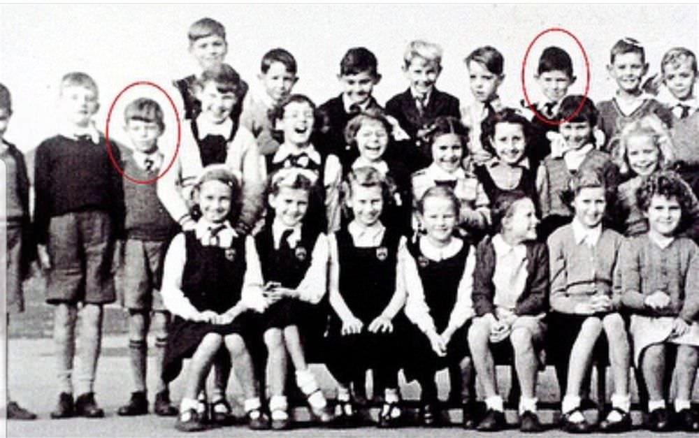 School photo showing Mick Jagger (3rd from left) and Keith Richards (6th from left back row) when they attended Wentworth Primary School, Dartford, Kent, 1951.