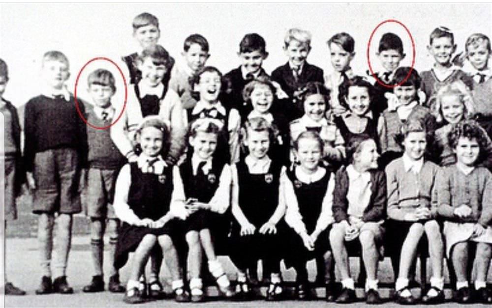School photo showing Mick Jagger (3rd from left) and Keith Richards (6th from left back row) when they attended Wentworth Primary School, Dartford, Kent, 1951.