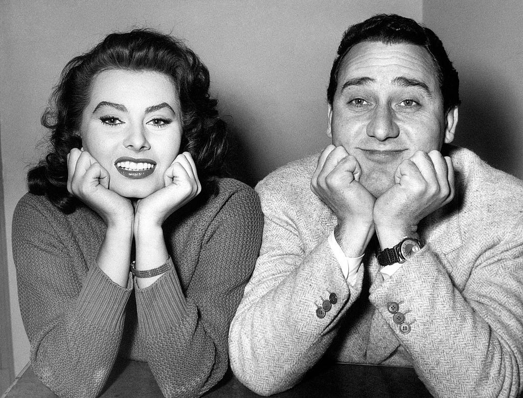 Sophia Loren with Alberto Sordi, 1955.