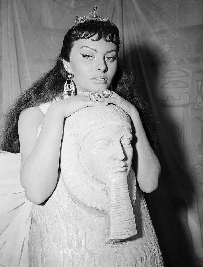 Sophia Loren as Cleopatra with Sphinx Head, 1954.