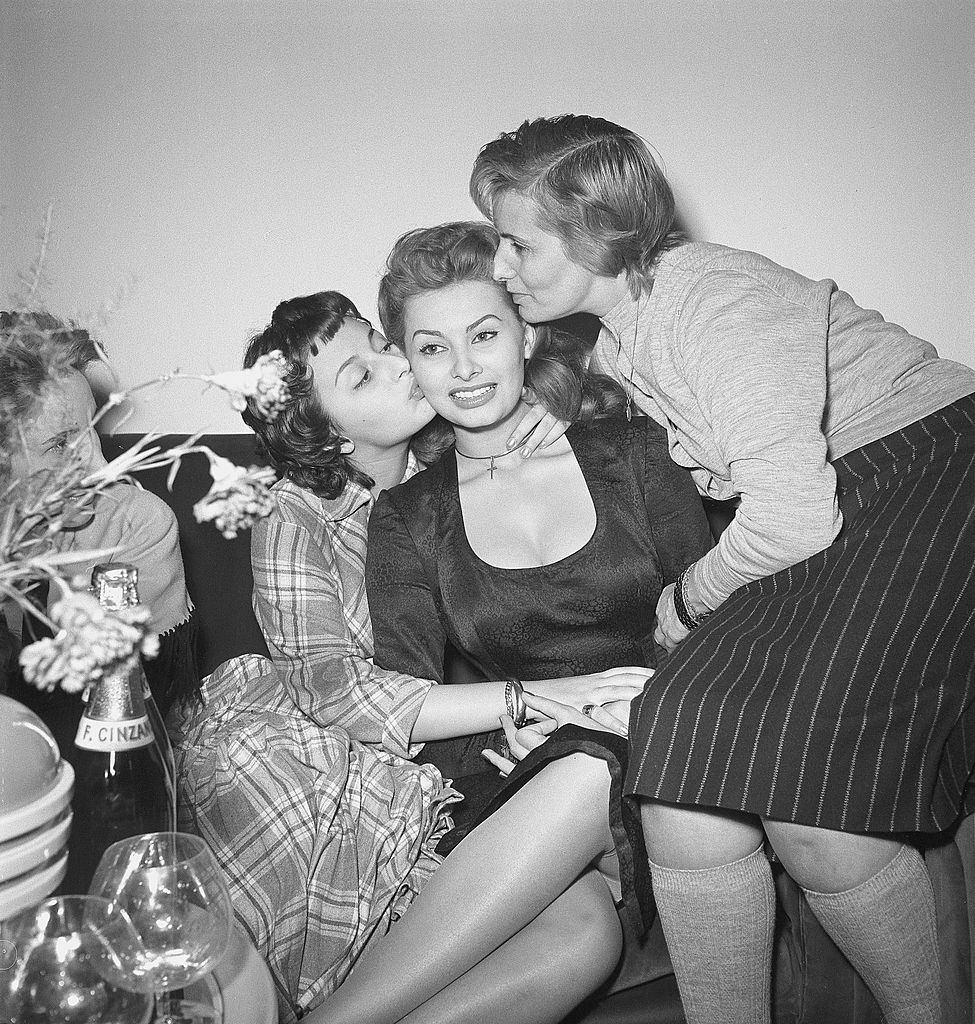 Italian actress Sophia Loren with her mother and her sister, 1950s.