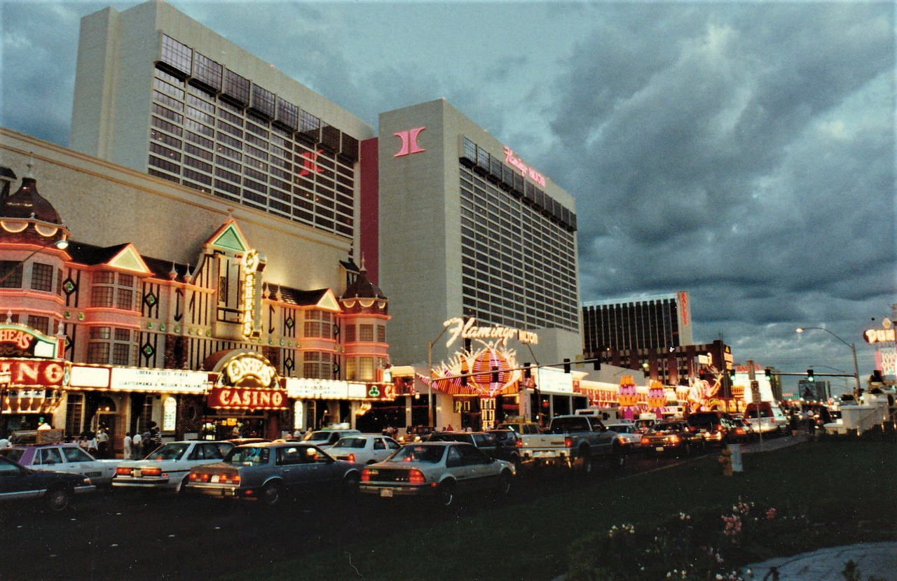 Las Vegas strip at night, 1990