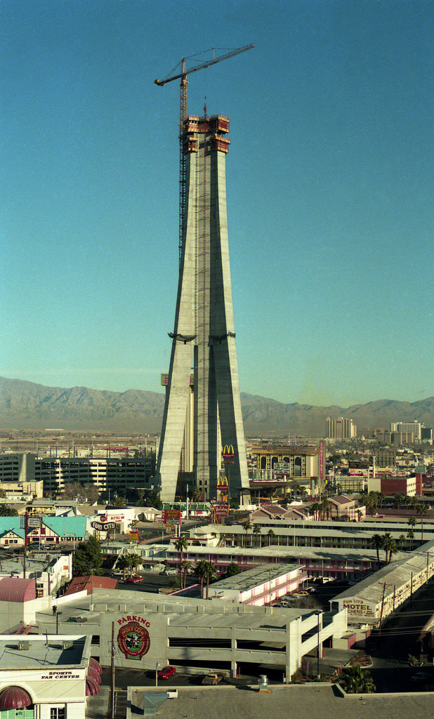 Stratosphere under construction, Las Vegas, 1994.