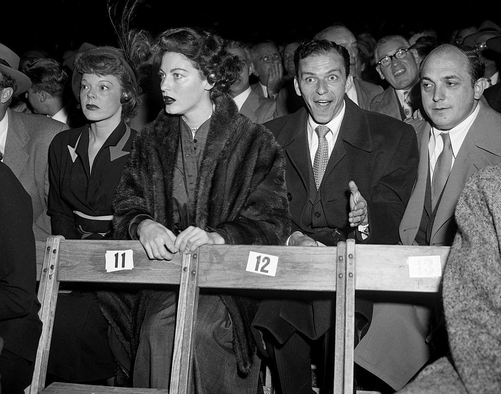 Frank Sinatra and Ava Gardner at Charles Louis fight at Yankee Stadium