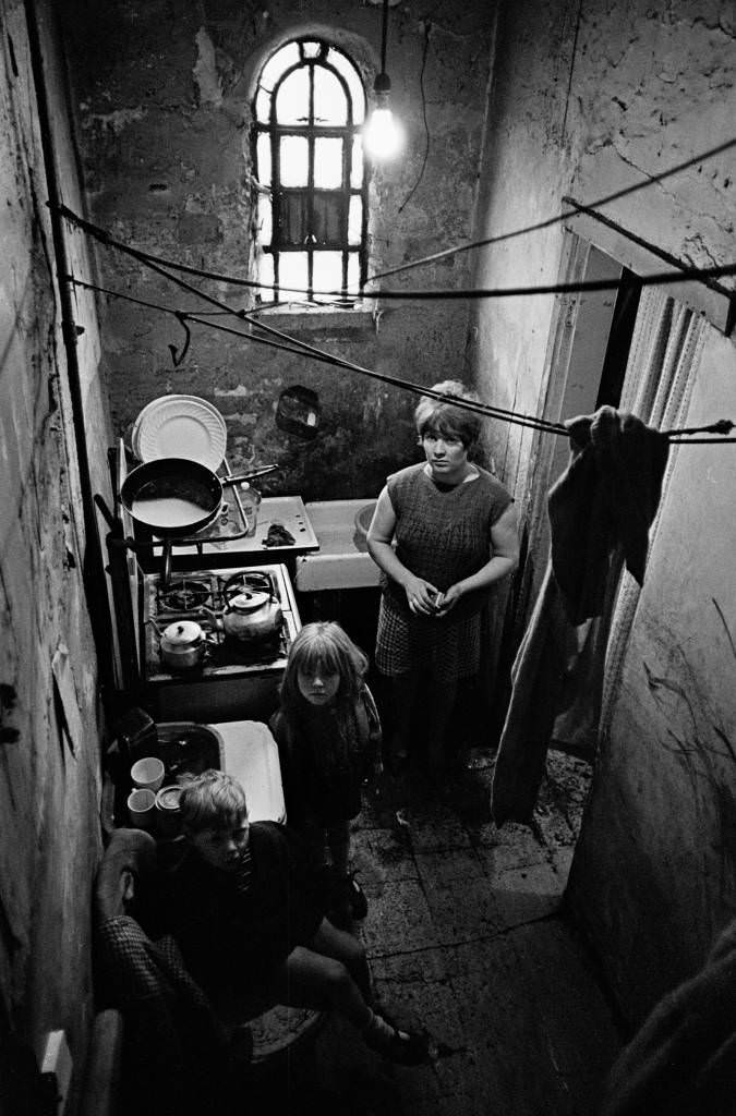 Family in slum property Saltley, 1969