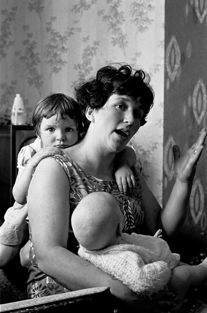 Mother and baby, slum property Sparkbrook, 1971