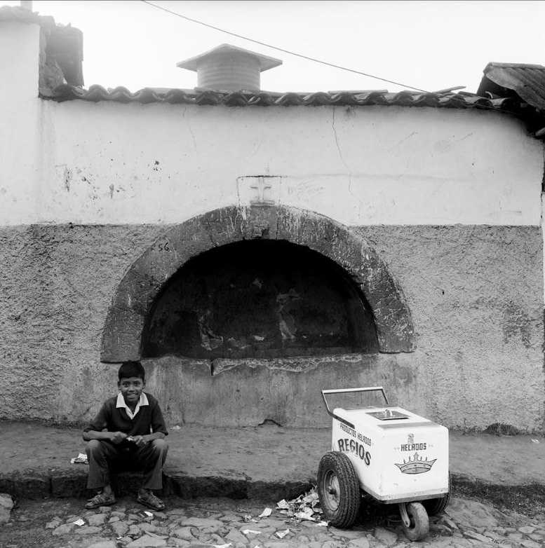 Boy with cart, Patzcuaro, Mexico, 1974