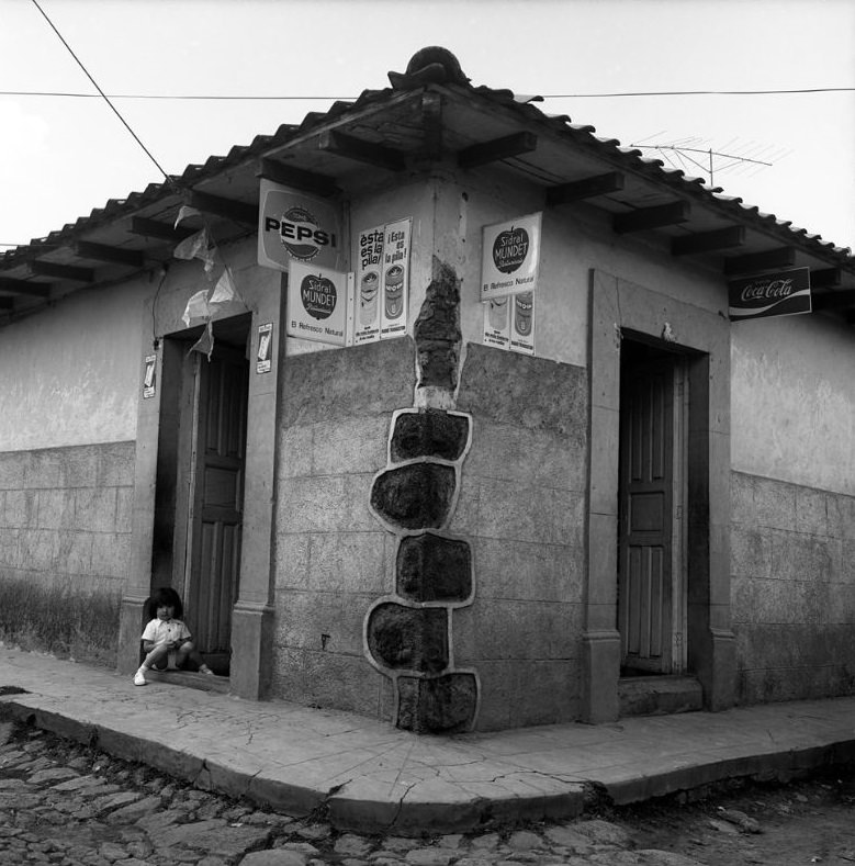 Girl at corner store, Patzcuaro, Mexico, 1974