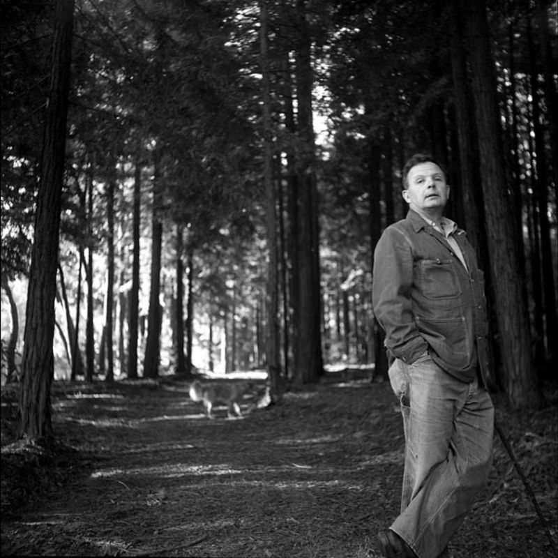 Norman O. Brown walking in the redwoods at the University of California, Santa Cruz, 1974