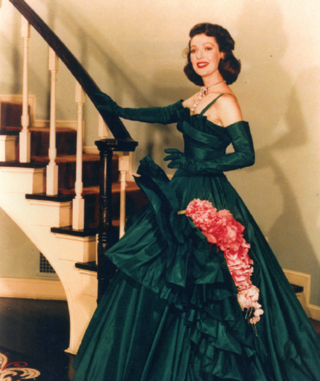 Loretta Young in ravishing green taffeta by Adrian