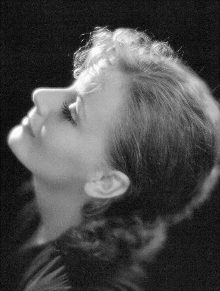 Greta Garbo posing for a portrait, 1938.