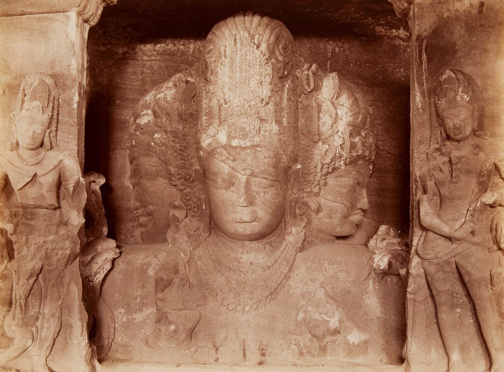 Elephanta, The Three Headed Figure at Back of Cave