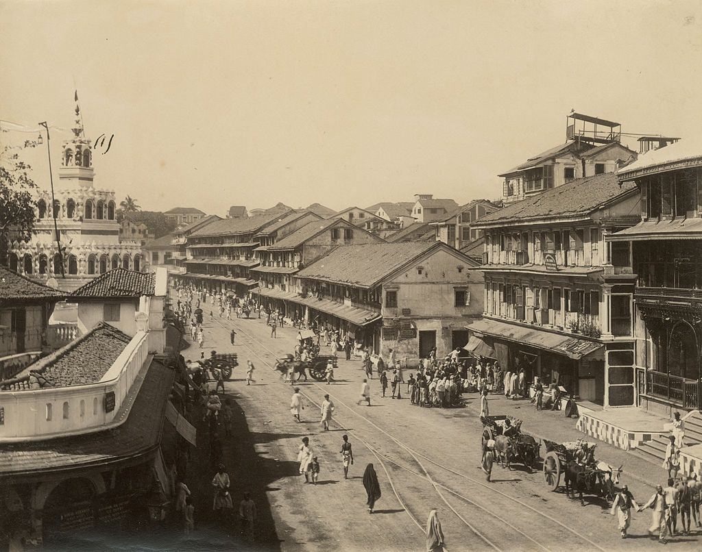 View of a district in Bombay, 1870s.