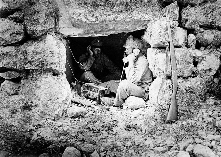 An Austro-Hungarian field telephone outpost on Mount Rombon. 1917.