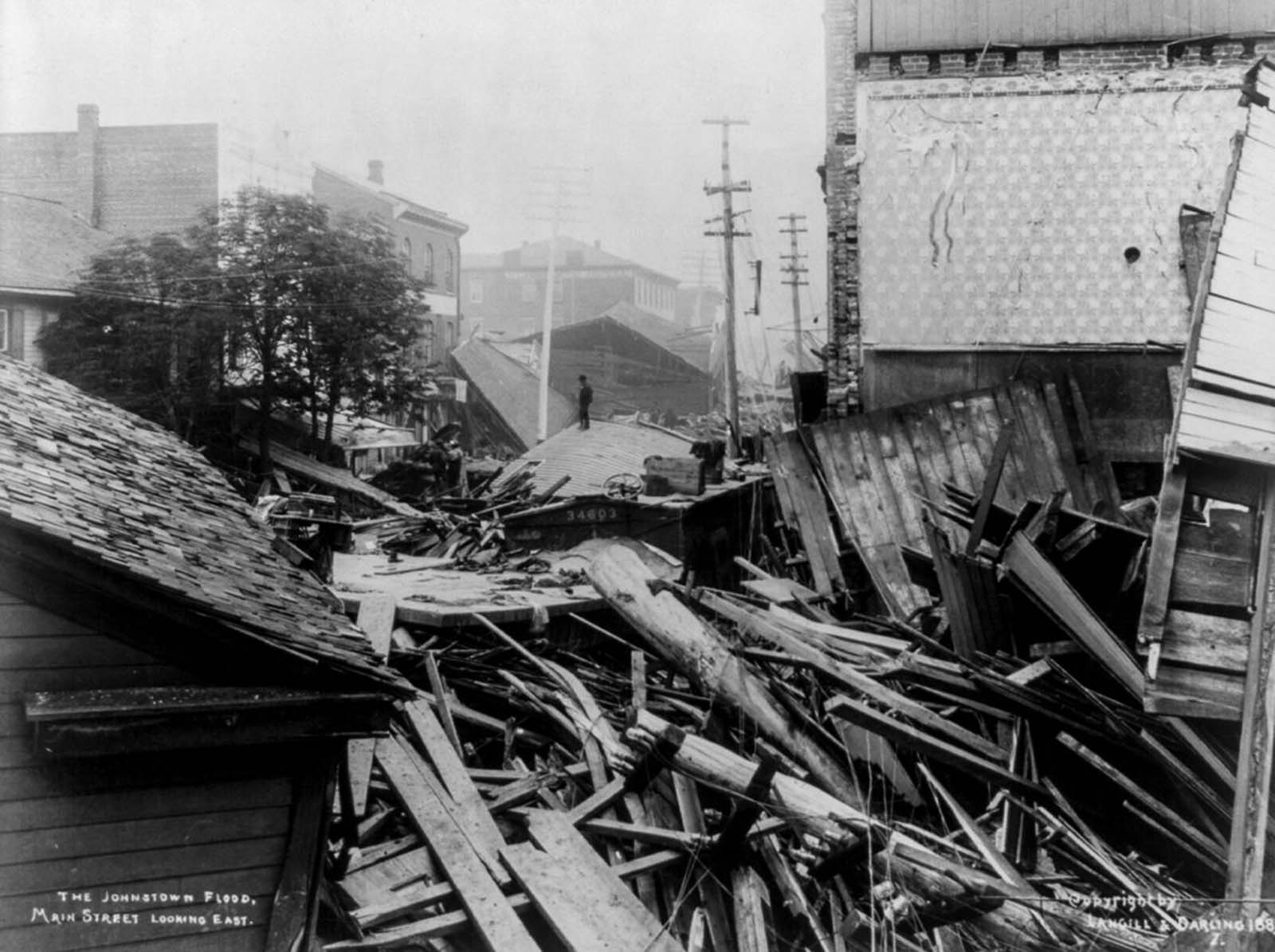 Johnstown’s Main Street is choked with debris.