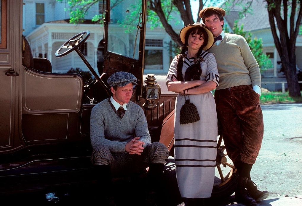 Karen Allen with Timothy Bottoms and Bruce on the set of 'East of Eden', 1981.