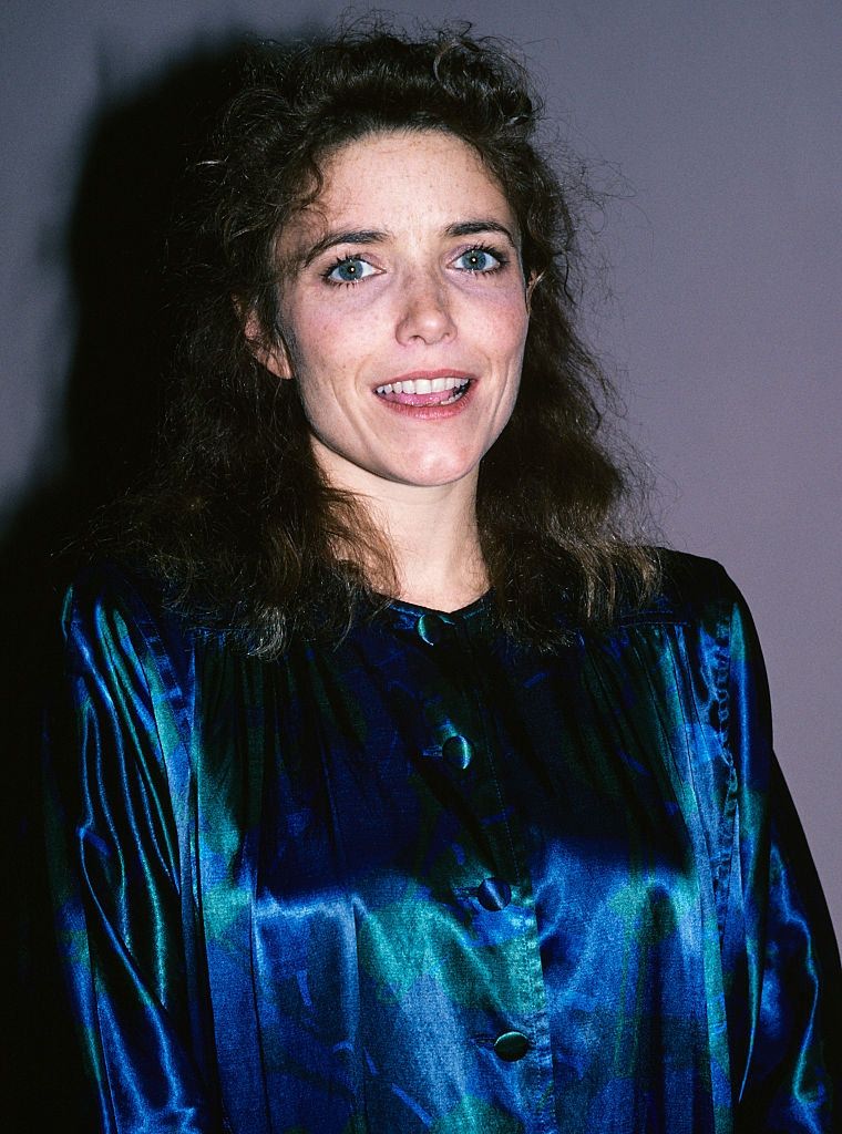 Karen Allen in blue dress, 1990.