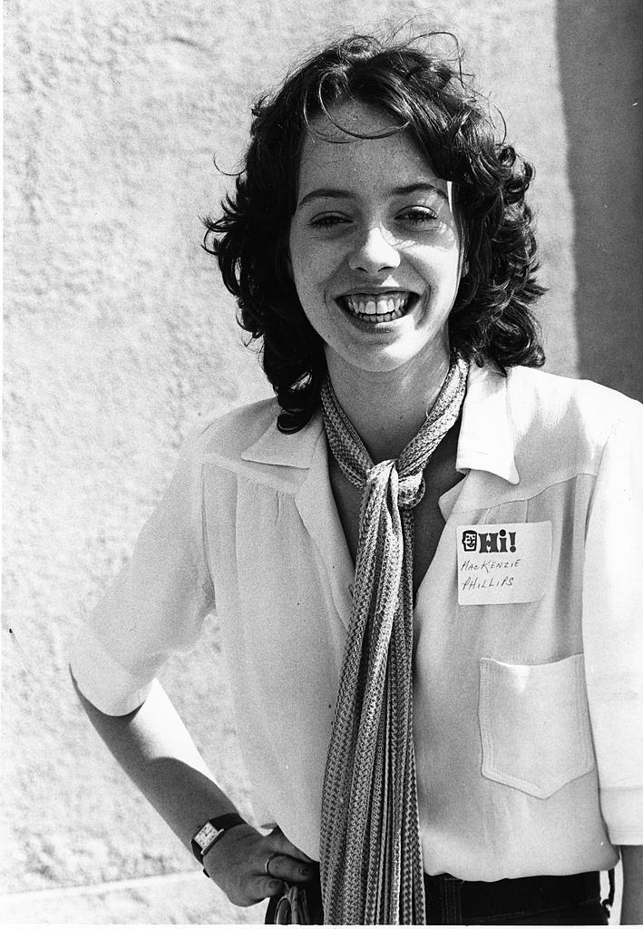 Mackenzie Phillips at an event wearing a name tage in 1979.