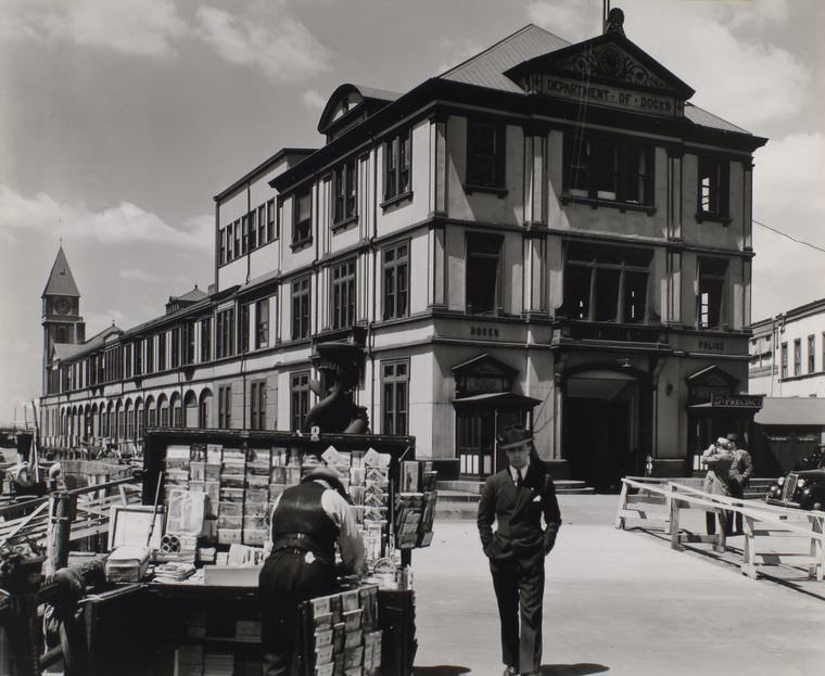 Department of Docks and police station, Pier A, North River, Manhattan, May 05, 1936