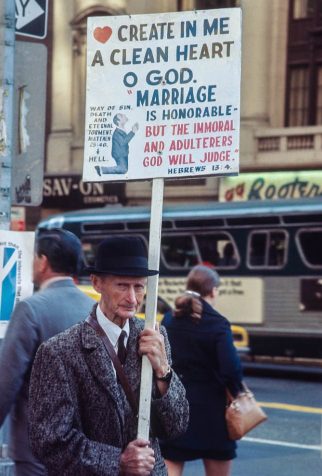 View east from West St. along Fulton St., Manhattan 1970