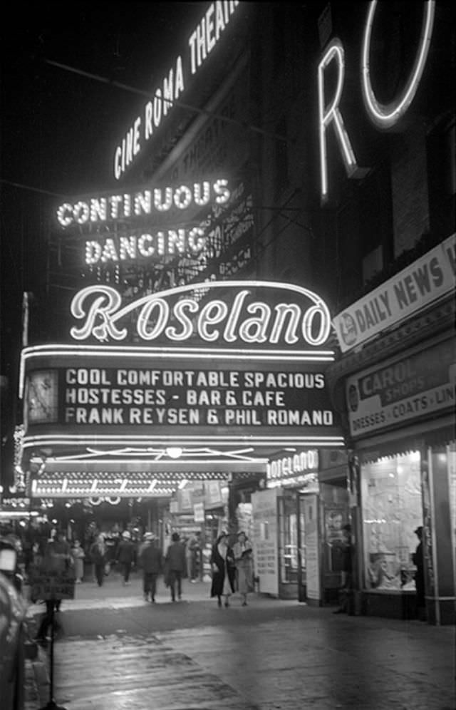 The Roseland Ballroom and Cine Roma Theater, NY, 1938