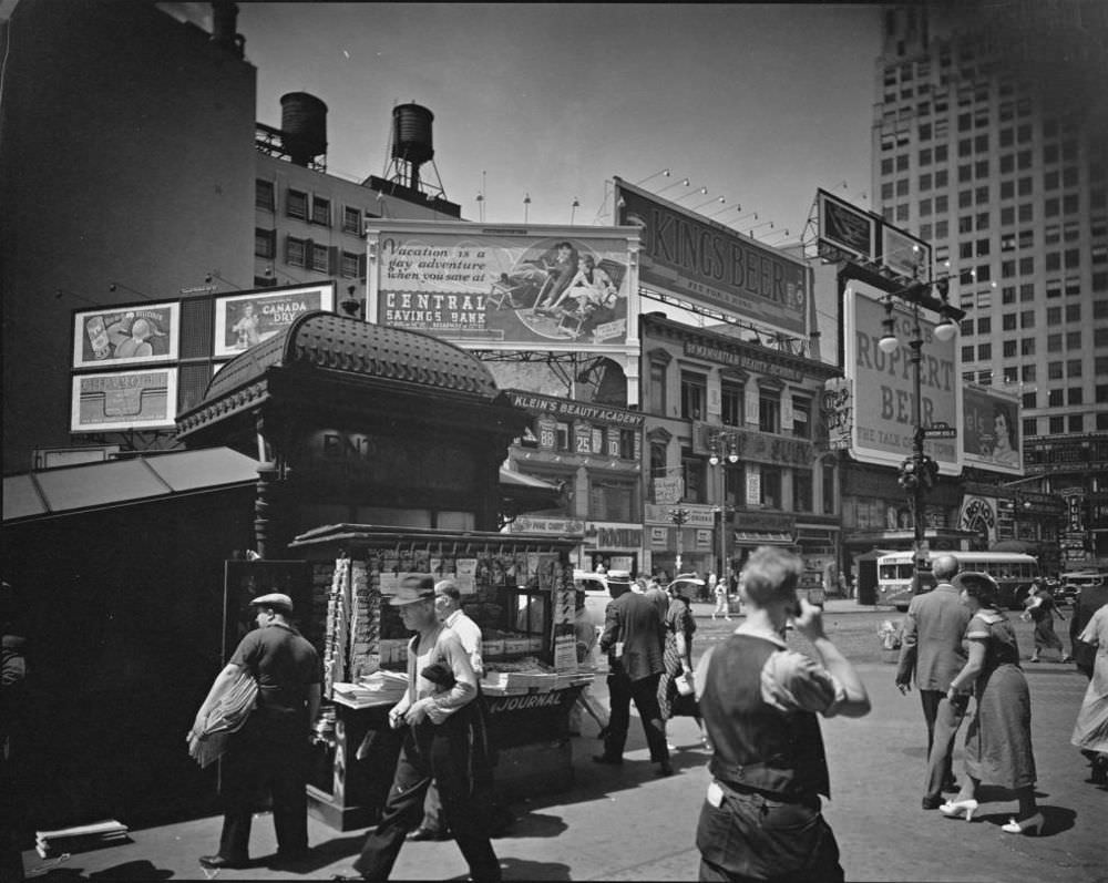 Pedestrians at Union Square in New York City were photographed mid-stride on an especially sunny and warm day.