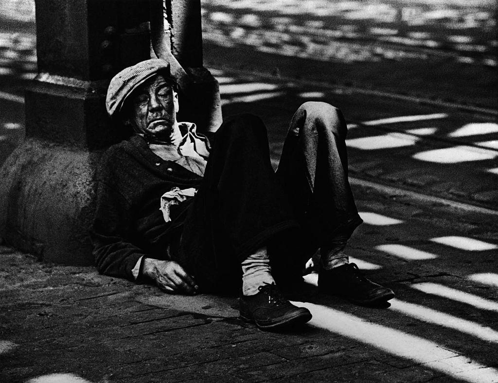 A 'Bowery Bum' or homeless man, New York City, 1932.