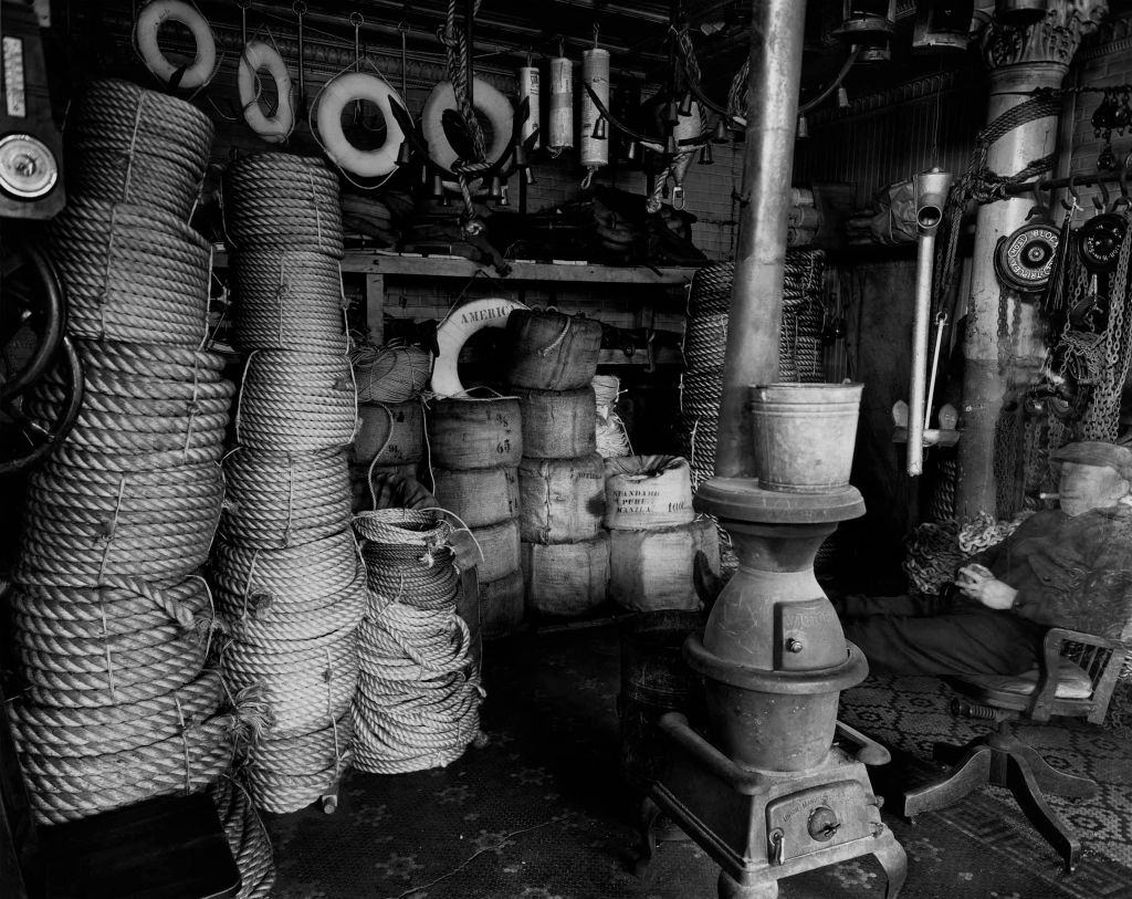 Rope store interior, New York City, 1936.