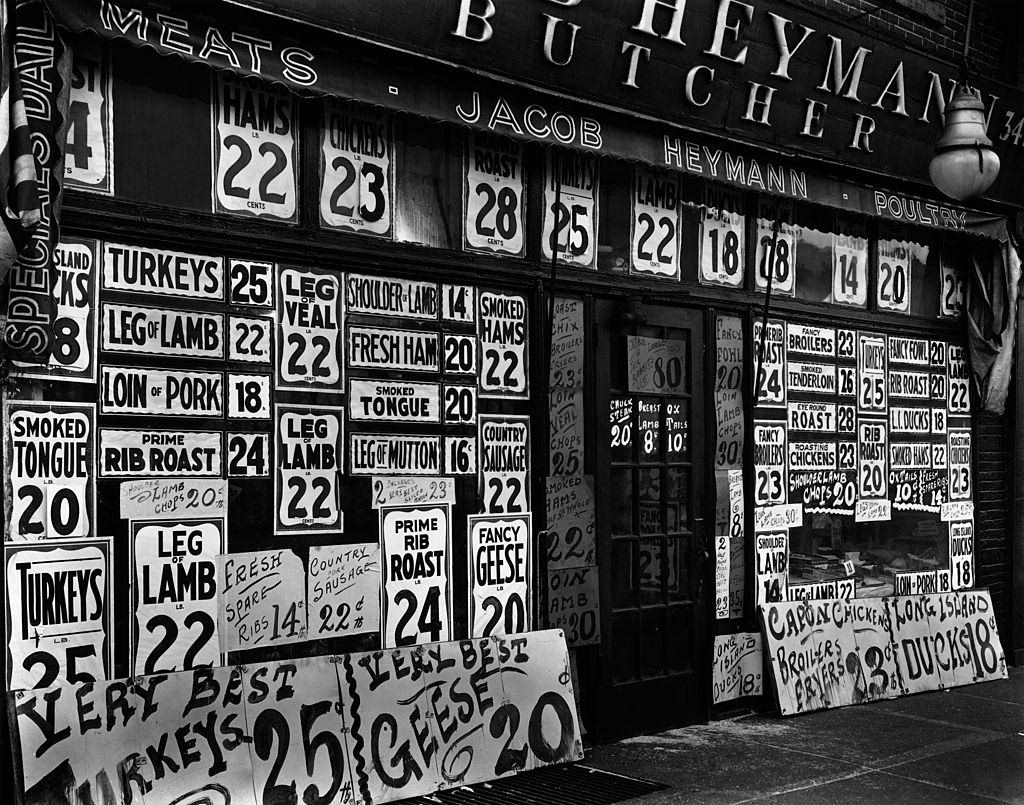 Jacob Heyman Butcher Shop, New York City, 1938.