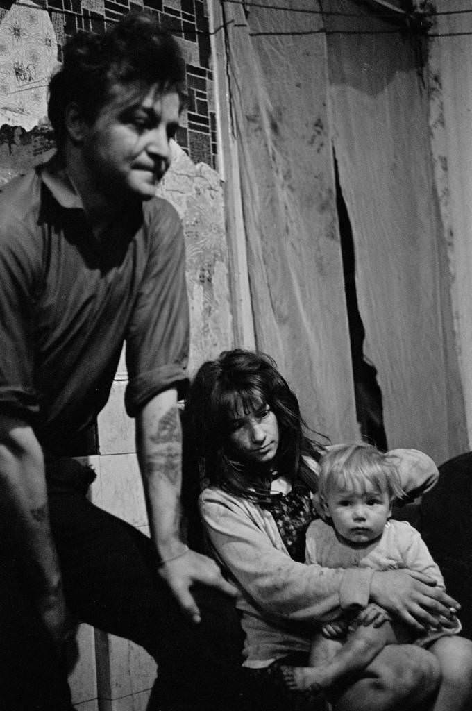 Family living in slum housing Newcastle’s West End 1971