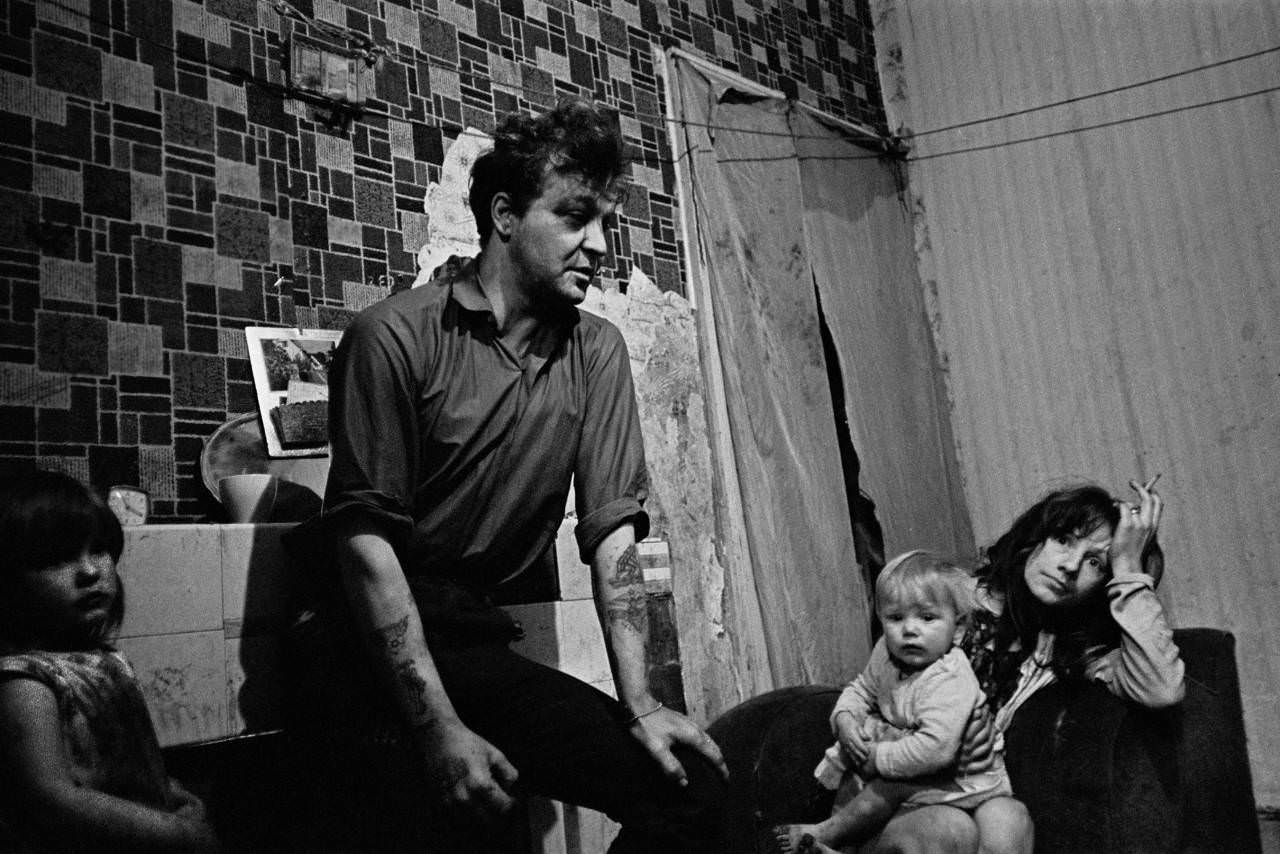 Family in slum housing Newcastle upon Tyne 1971
