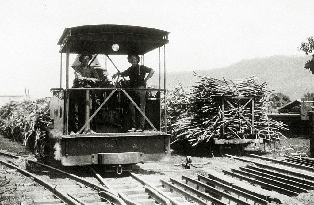 Transporting sugar at the Mulgrave Mill at Gordonvale, near Cairns, Queensland, 1930.