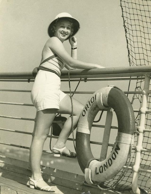 Enjoying the sunshine on the deck of the cruise ship Orion, Brisbane, Queensland