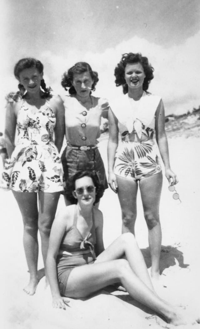 Friends posing on Kirra Beach, Gold Coast, Queensland