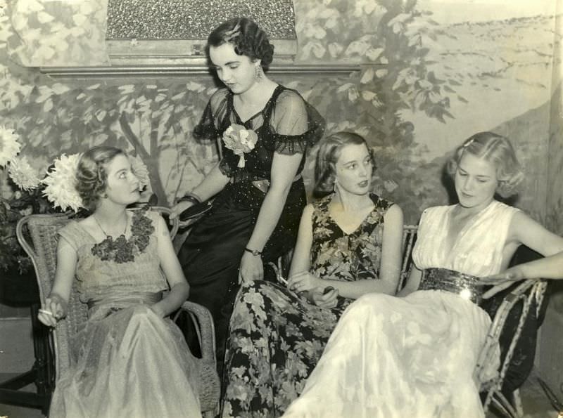 Young women at a military ball, Queensland