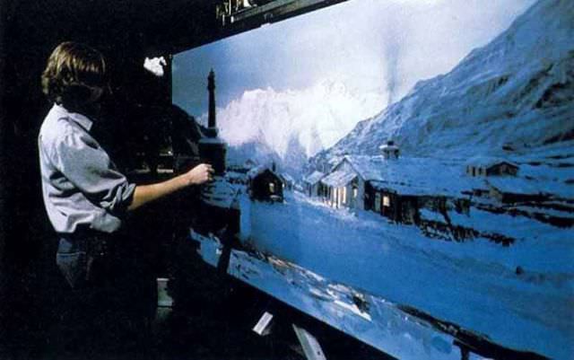 The matte painting of Marion's bar in Tibet