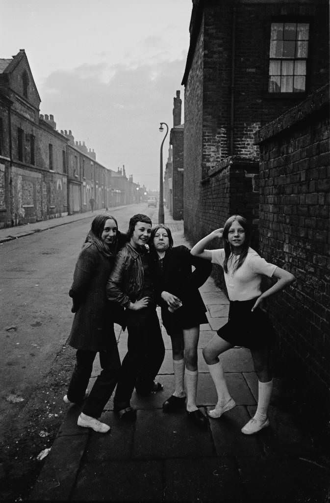 Teenage girls at dusk Salford 1969