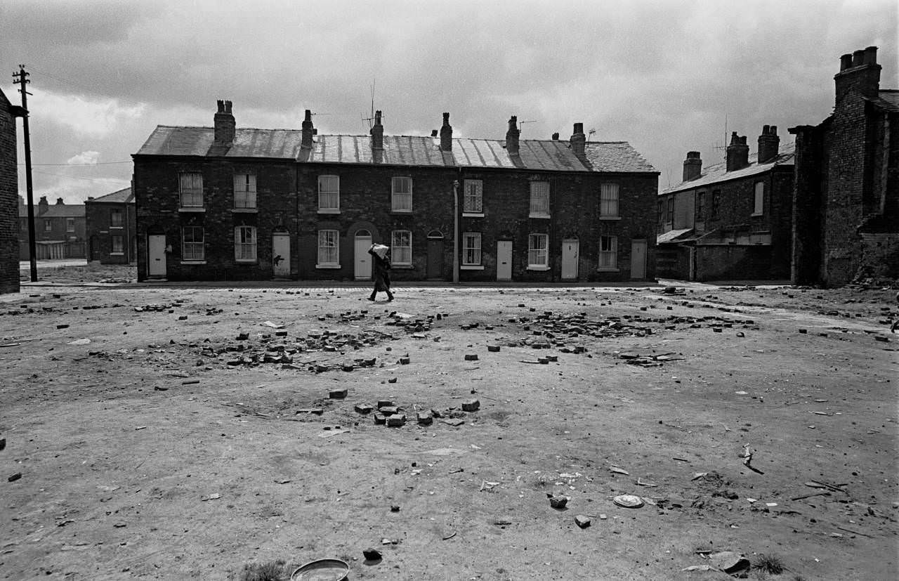Half slum cleared area of Salford 1971