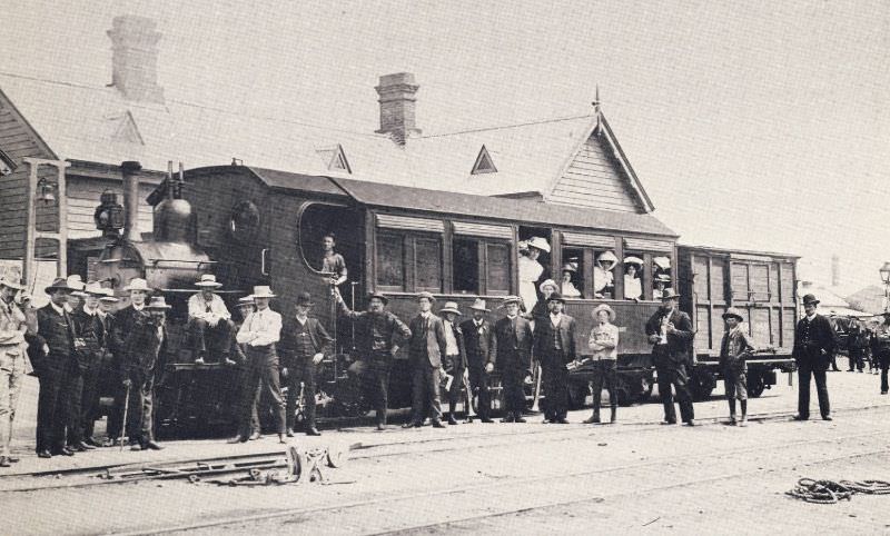 The Commonwealth Railways steam rail car, known as the 'Coffee Pot', circa 1910
