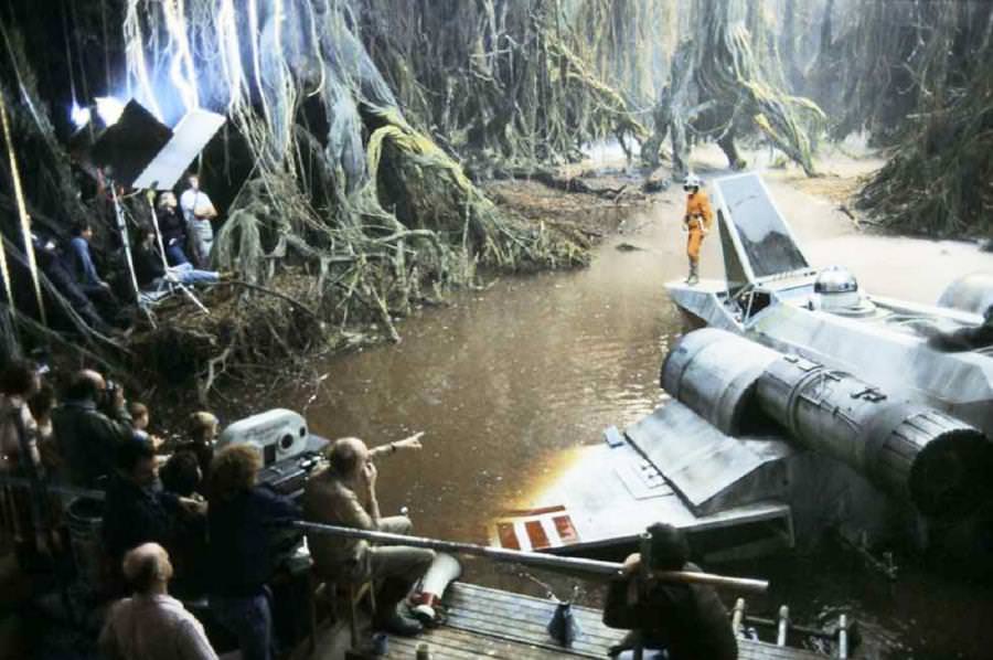 Although Dagobah appears to be an Amazonian landscape, these scenes were captured entirely in a London studio.Although Dagobah appears to be an Amazonian landscape, these scenes were captured entirely in a London studio.
