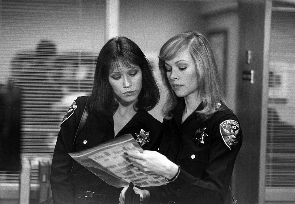 Tanya Roberts with Michelle Phillips in "Golden Gate Cop Killer", 1980.