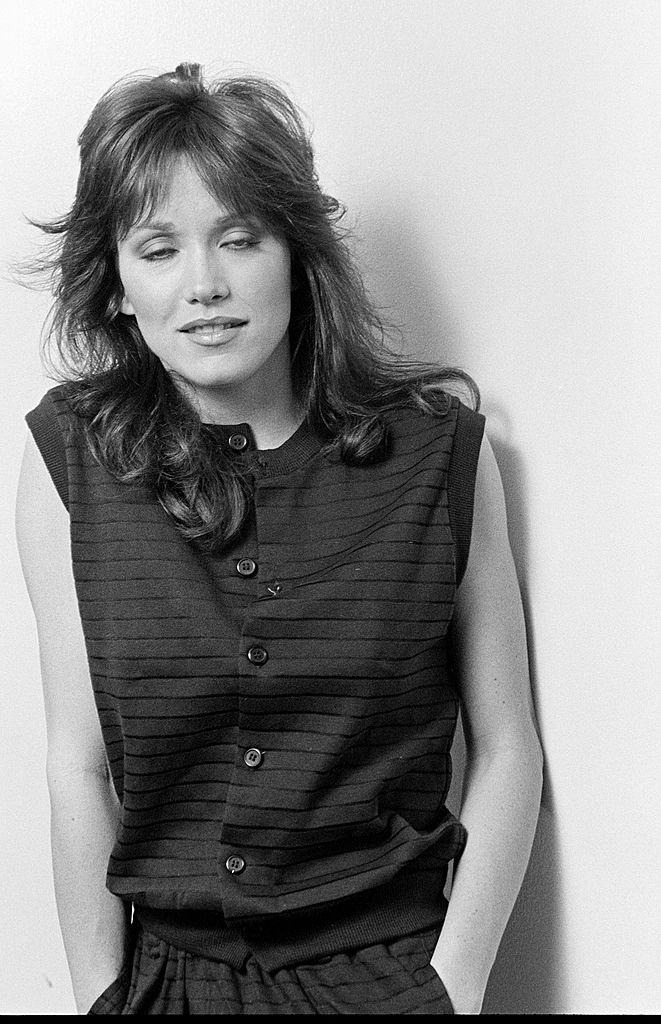 Tanya Roberts in black dress, 1980.