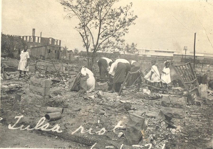 People search through rubble after the Tulsa massacre in June 1921.